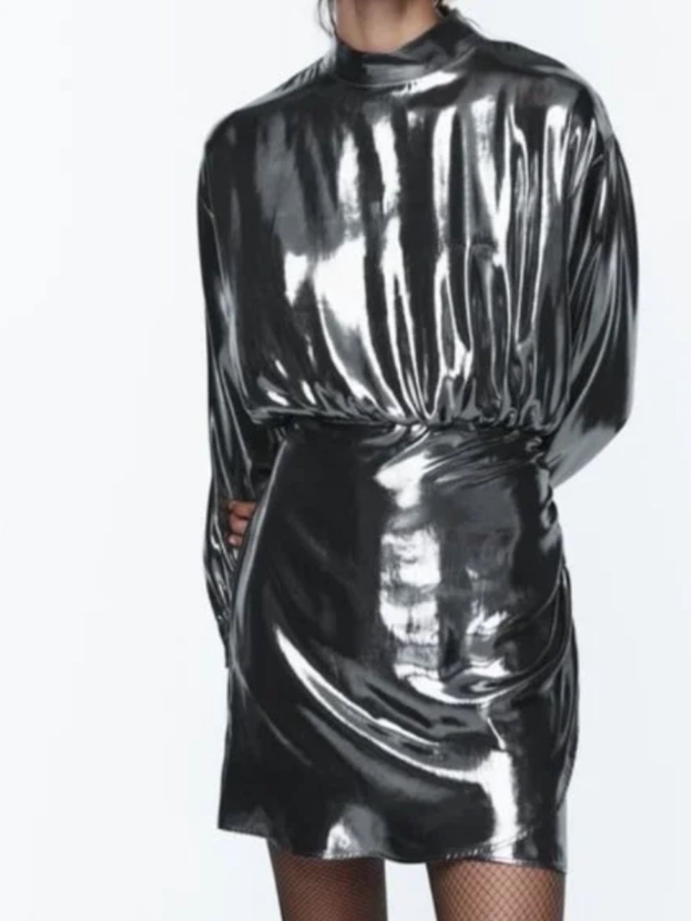 ZARA Women's silver foil dress Med